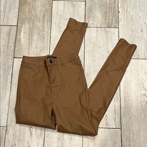 [Chocolate] Brown Faux Leather Stretch Skinny Pants - Size Small